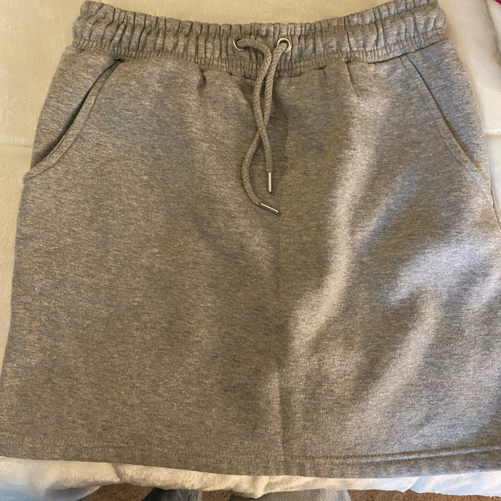 Gray PLT Sweat Mini Skirt